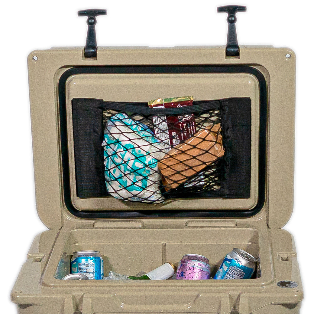 Multi-brand cooler net accessory for dry storage: YETI, RTIC, Coleman, Igloo, Lifetime