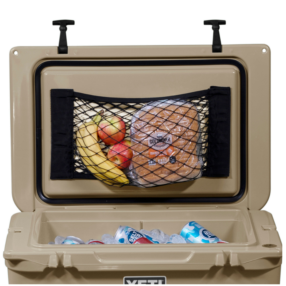 dry storage cooler net shown installed on a yeti tundra cooler