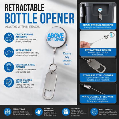 Adhesive Retractable Bottle Opener for Coolers