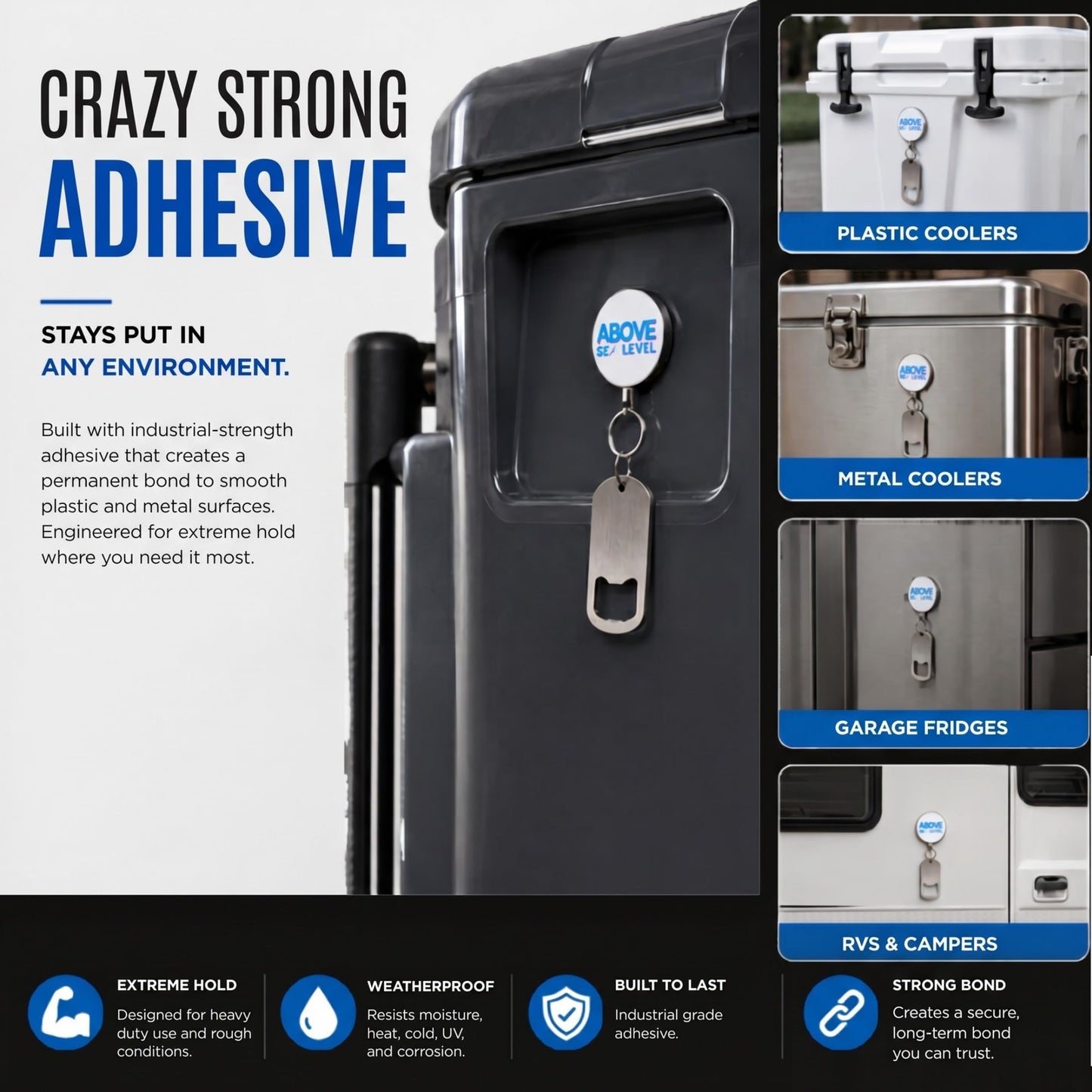 Adhesive Retractable Bottle Opener for Coolers