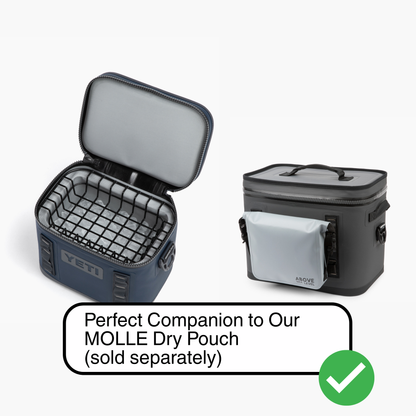 hopper flip 8q cooler shown with an above sea level wire basket installed inside