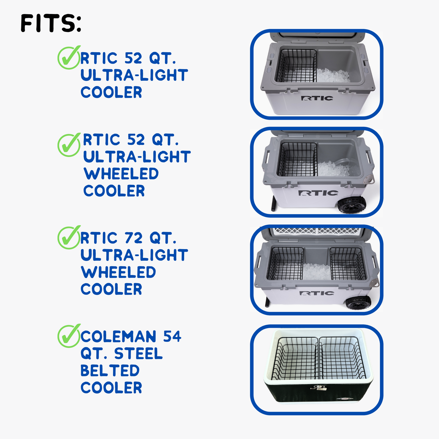 cooler basket for rtic 52 72 coleman 54 steel belted cooler