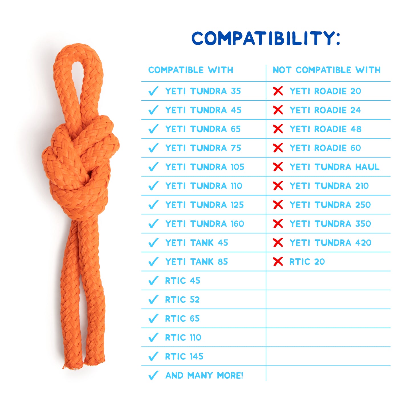 TeamSpirit Colorful Rope Handles (2-pack) for YETI and RTIC Coolers
