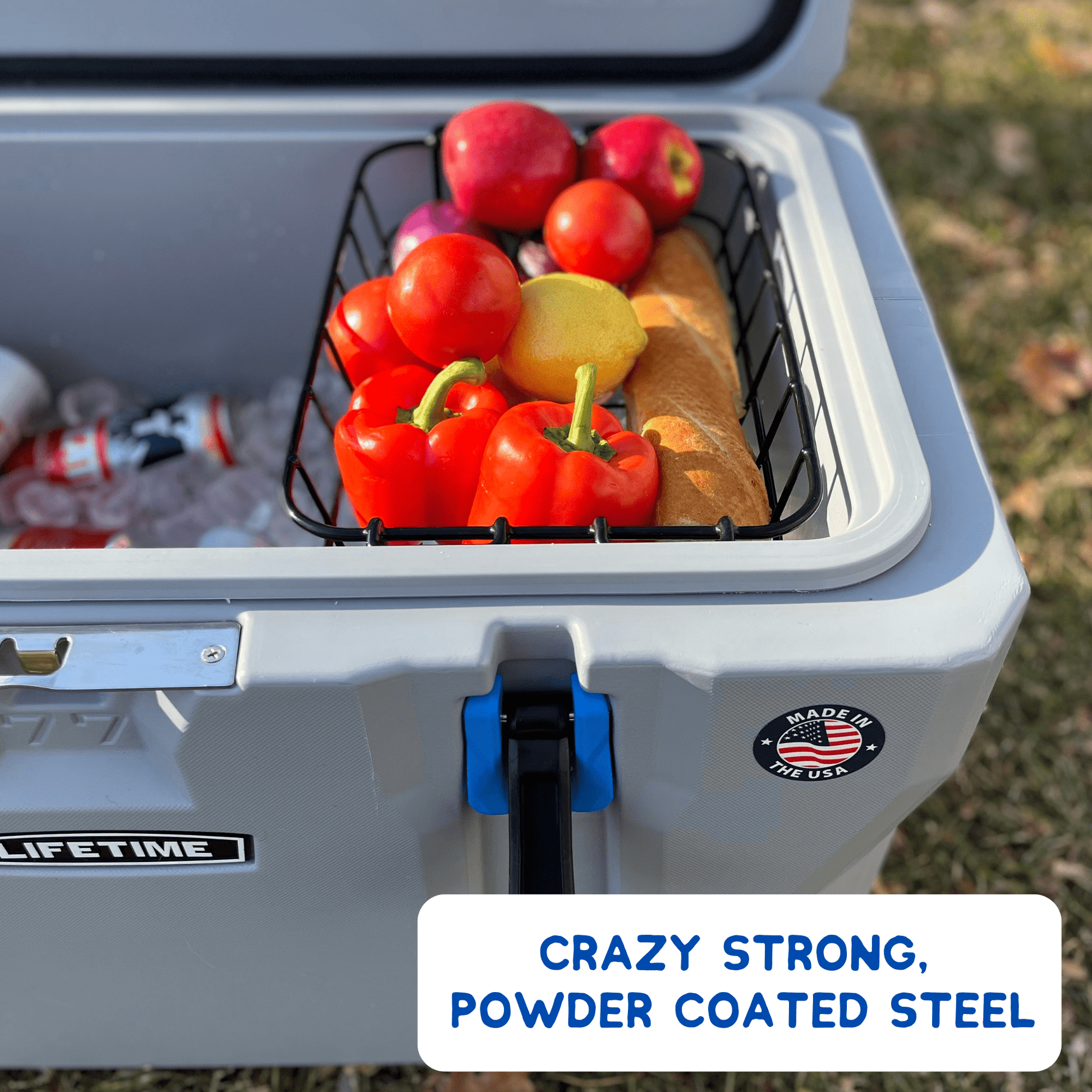 Above Sea Level Cooler Basket Accessory for Lifetime 77 Qt or 115 Qt Cooler, Powder Coated Steel Wire